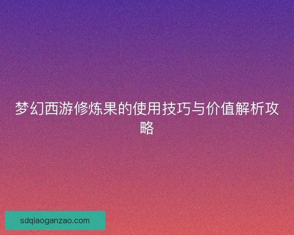 梦幻西游修炼果的使用技巧与价值解析攻略
