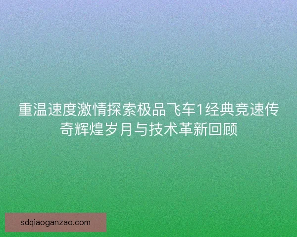 重温速度激情探索极品飞车1经典竞速传奇辉煌岁月与技术革新回顾