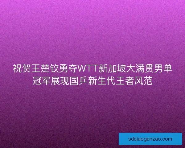 祝贺王楚钦勇夺WTT新加坡大满贯男单冠军展现国乒新生代王者风范