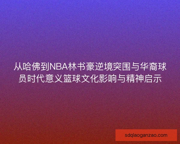 从哈佛到NBA林书豪逆境突围与华裔球员时代意义篮球文化影响与精神启示 从哈佛到NBA林书豪逆境突围与华裔球员时代意义篮球文化影响与精神启示